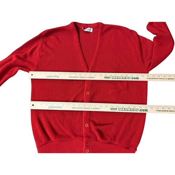 Vintage Jantzen Red Cardigan Mens L USA Made 70s 80s Classic Knit Sweater Used - Picture 11 of 12